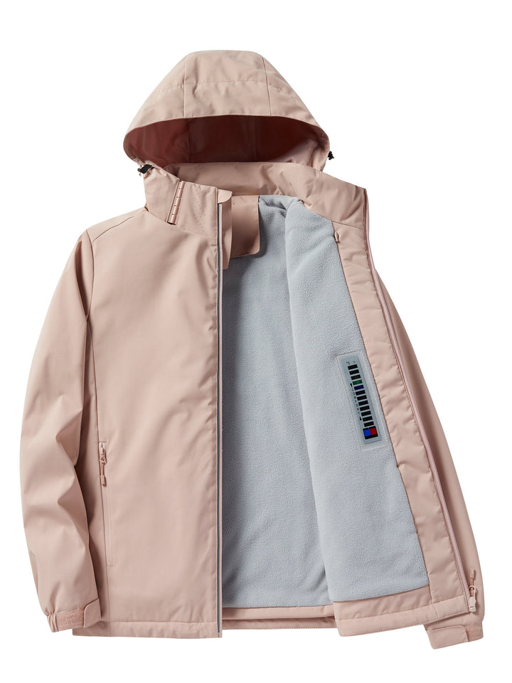 Giacca in pile invernale elegante e impermeabile con cappuccio per donna | Perfetta per attività all'aperto