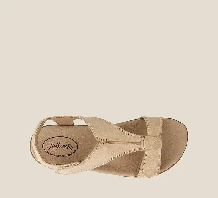 Damen Sommer Sandalen mit Reißverschluss – Bequeme T-Steg Sandalen mit weichem Fußbett & rutschfester Sohle