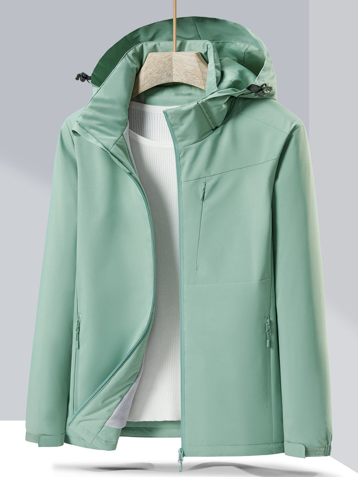 Giacca in pile invernale elegante e impermeabile con cappuccio per donna | Perfetta per attività all'aperto