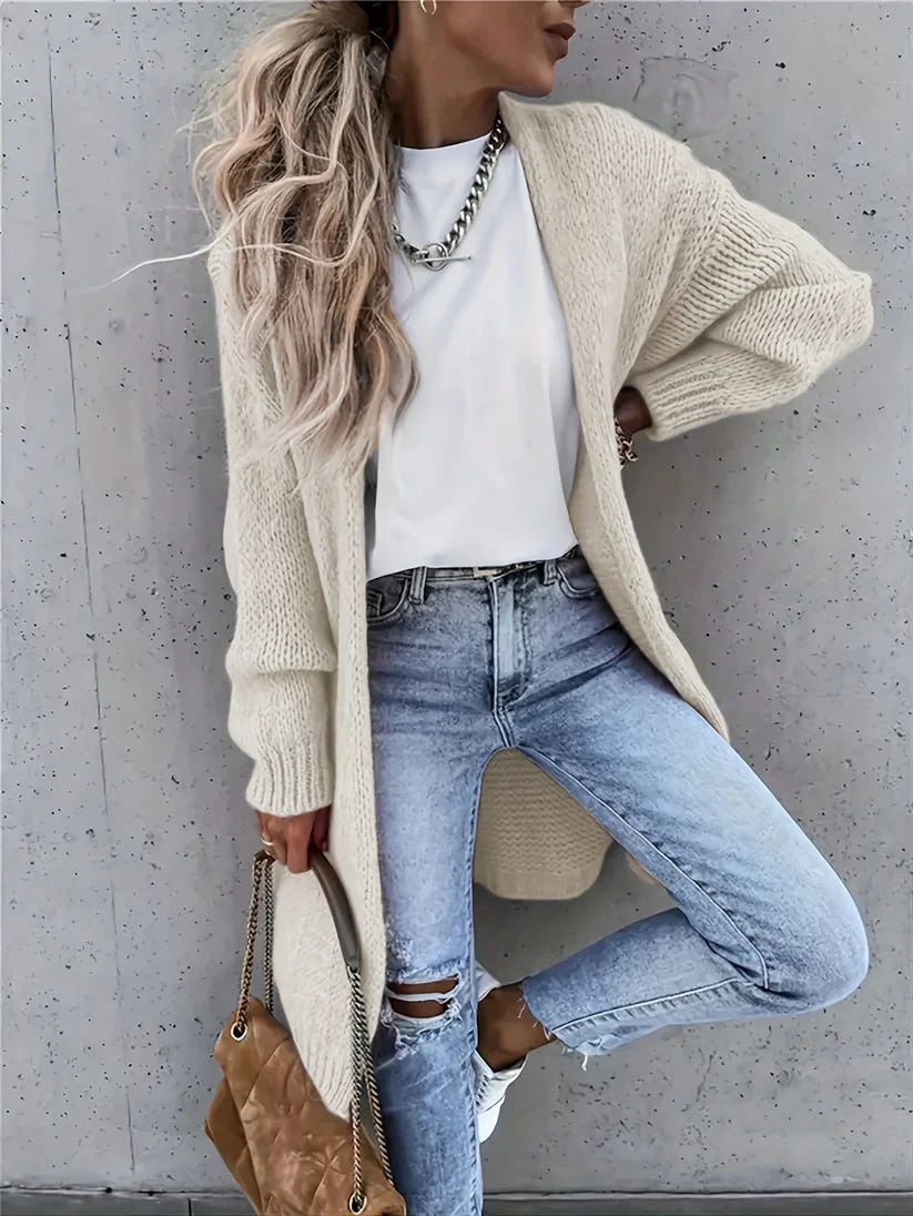 Eleganter mittellanger Cashmere Strickcardigan für Damen | Perfekt für den Alltag