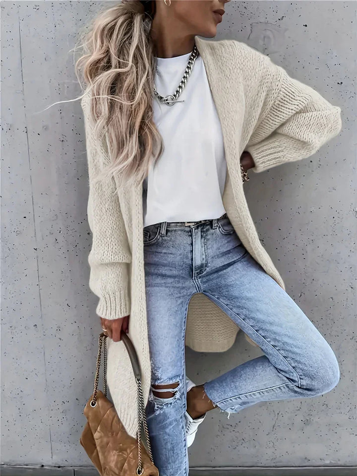 Eleganter mittellanger Cashmere Strickcardigan für Damen | Perfekt für den Alltag