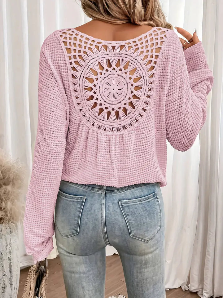 Lillibeth - Pull élégant avec encolure en V gaufrée pour femmes