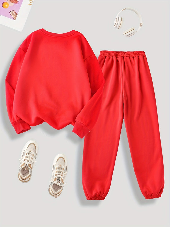 Sweat-shirt à manches longues confortable avec doublure en peluche & pantalon de jogging pour femmes | Idéal pour l'automne/hiver