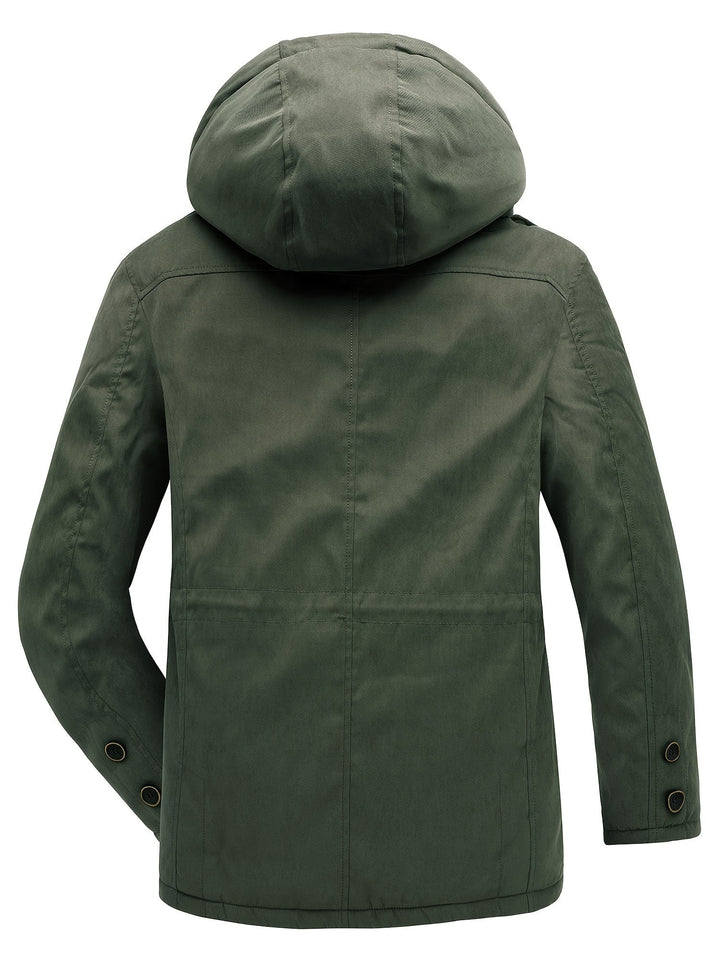 Casual Veste d'hiver cargo à capuche avec plusieurs poches en polaire chaude | Parfaite pour les activités de loisirs