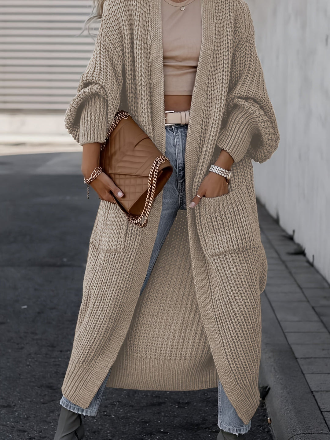 Lässiger Strickcardigan aus Wolle mit Taschen für Damen | Perfekt für den Alltag