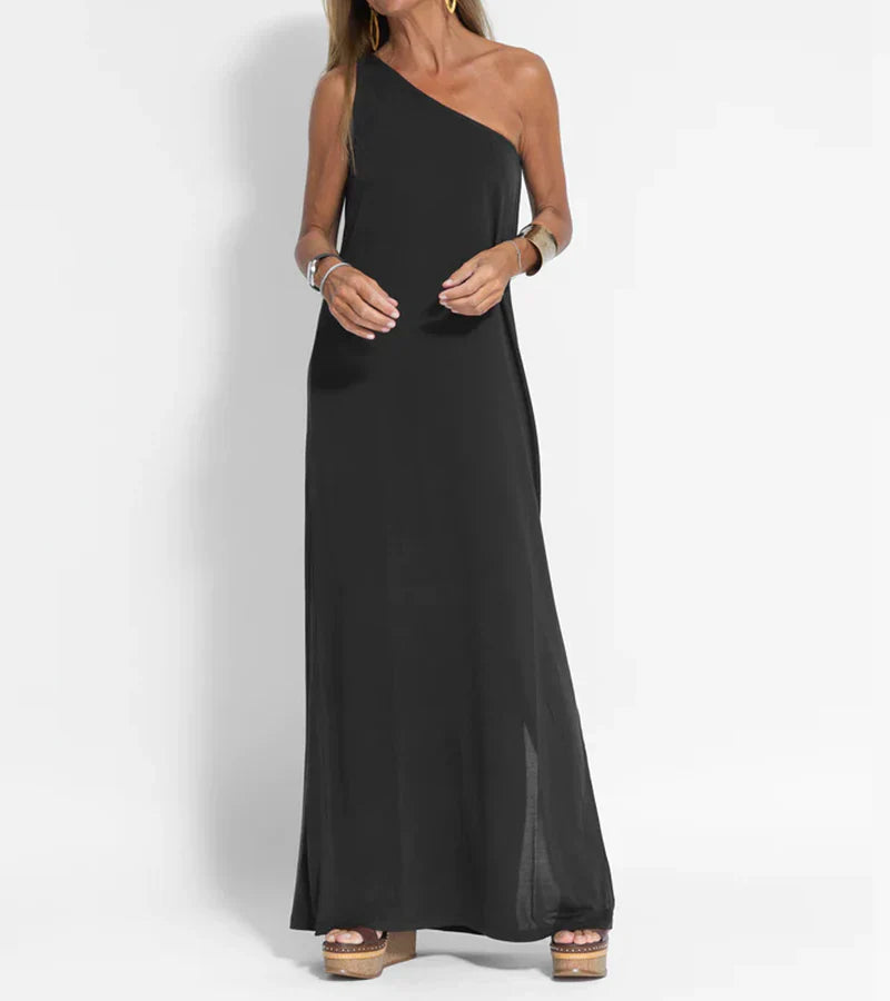 Abito lungo monospalla da donna – elegante vestito estivo per spiaggia e sera