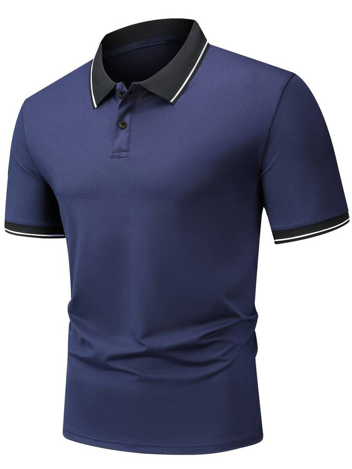 Caleb – camicia a maniche corte a blocchi di colore alla moda con chiusura a bottoni e rever