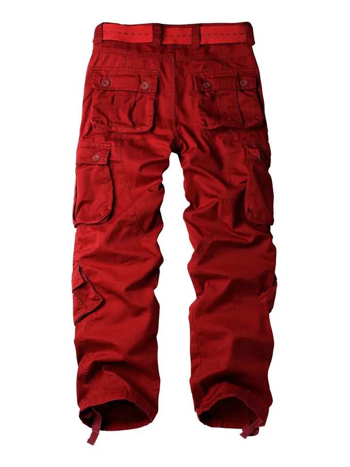 Pantalon cargo homme avec ceinture – Pantalon de loisirs multifonction avec poches et cordon de serrage pour extérieur, travail et quotidien