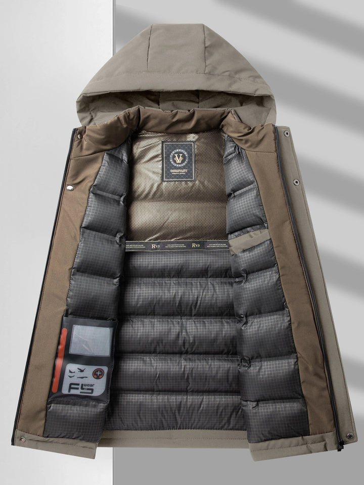 Veste d'hiver matelassée à capuche décontractée à manches longues avec fermeture éclair pour hommes | Parfaite pour les activités de plein air