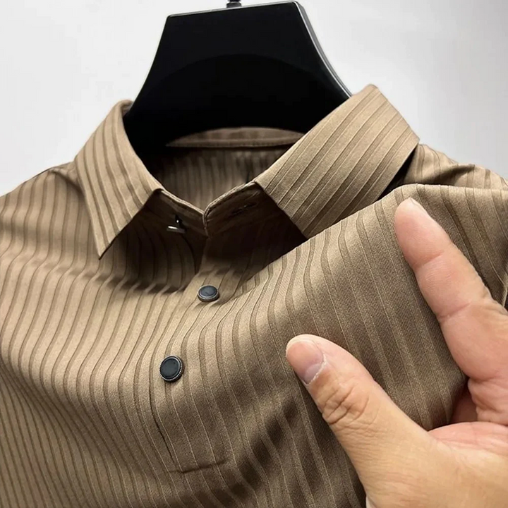 Polo homme à manches courtes avec motif à rayures – Polo d'été pour affaires et loisirs