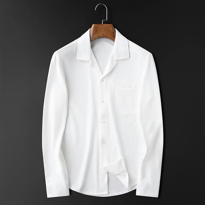 Chemise élégante pour homme à manches longues – Chemise décontractée classique avec col à revers et poche poitrine