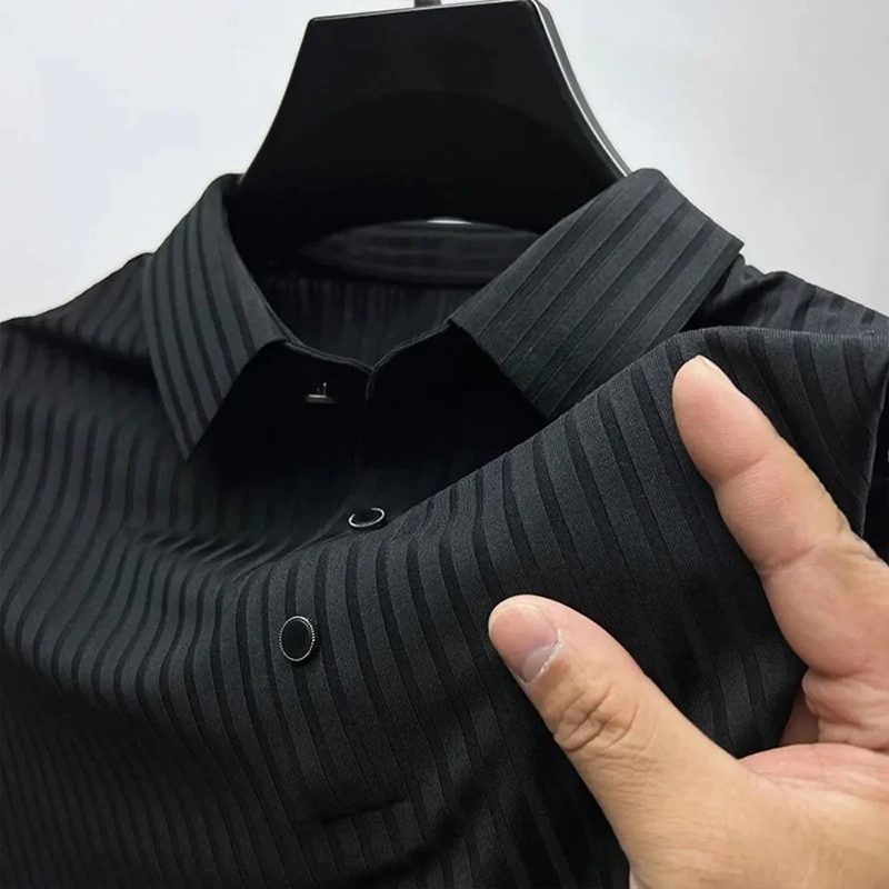 Polo homme à manches courtes avec motif à rayures – Polo d'été pour affaires et loisirs