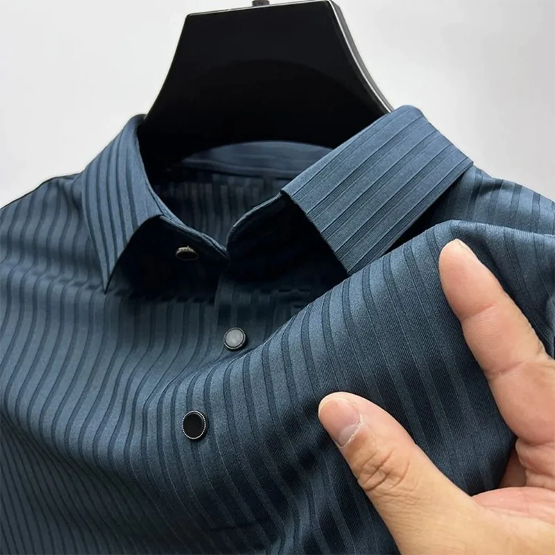 Polo homme à manches courtes avec motif à rayures – Polo d'été pour affaires et loisirs