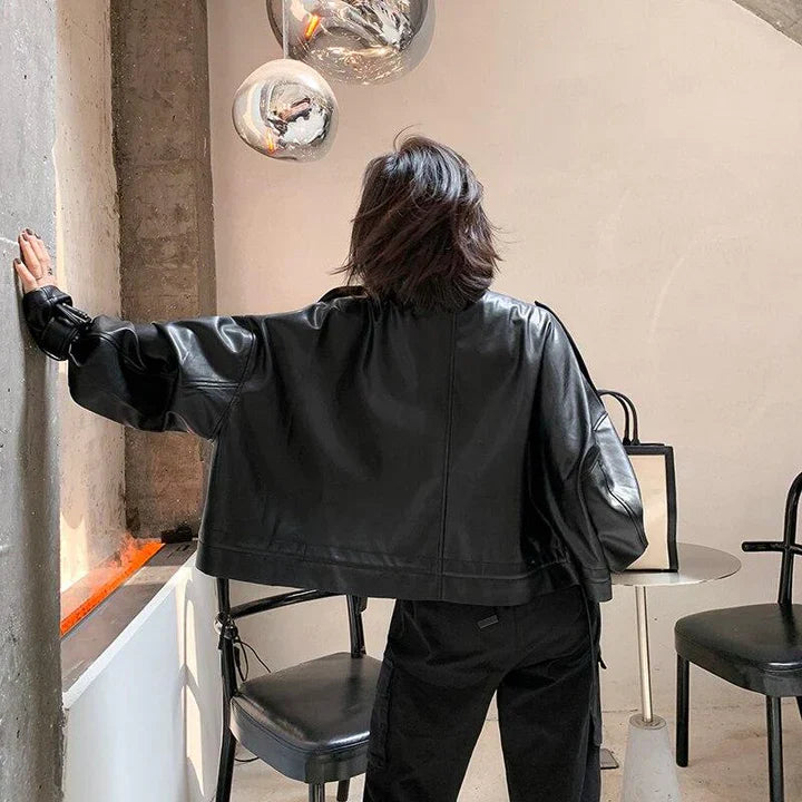 Kulta - giacca in pelle da donna con taglio box