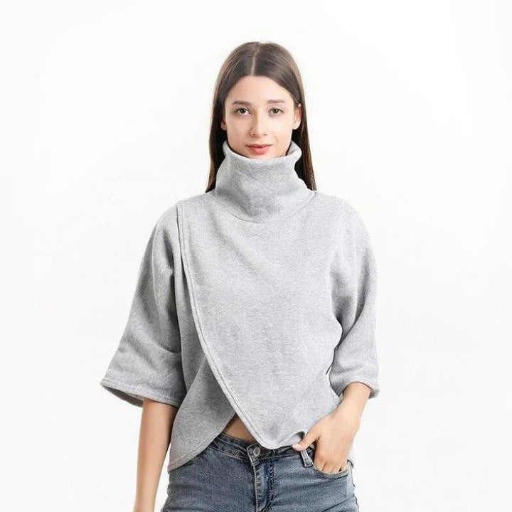 Xenia - poncho-pull-over avec col roulé pour femmes
