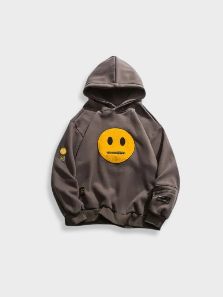 Vintage Einfarbig Mit Emoji-Druck Hoodie Für Herren | Perfekt für Casual Days