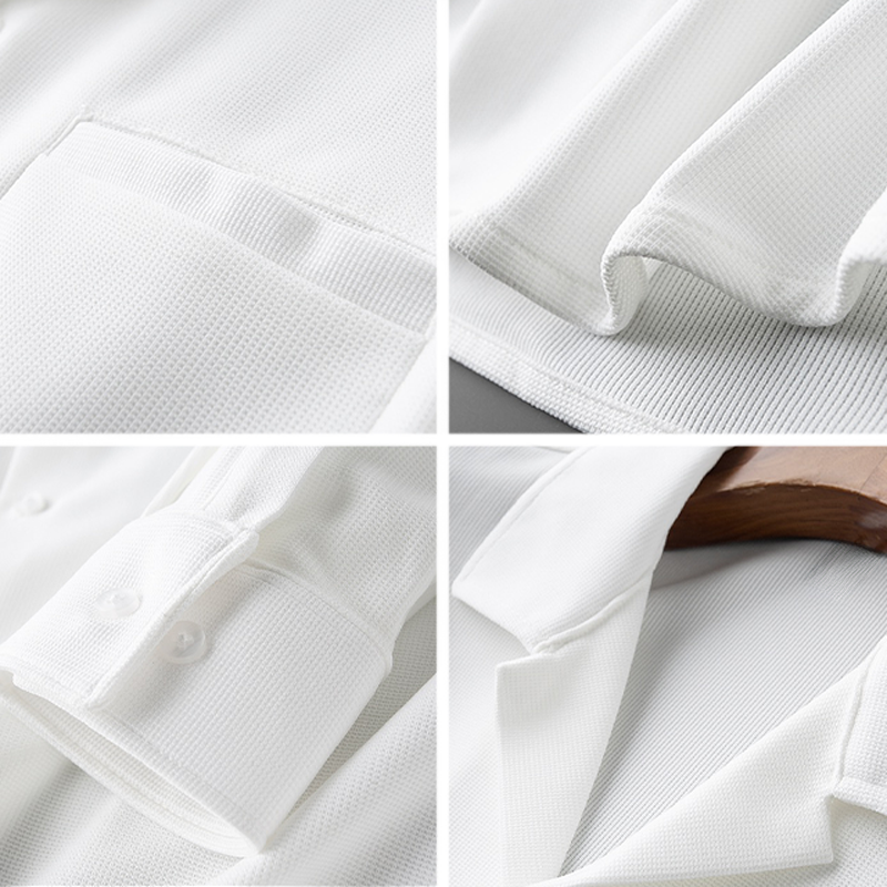 Chemise élégante pour homme à manches longues – Chemise décontractée classique avec col à revers et poche poitrine