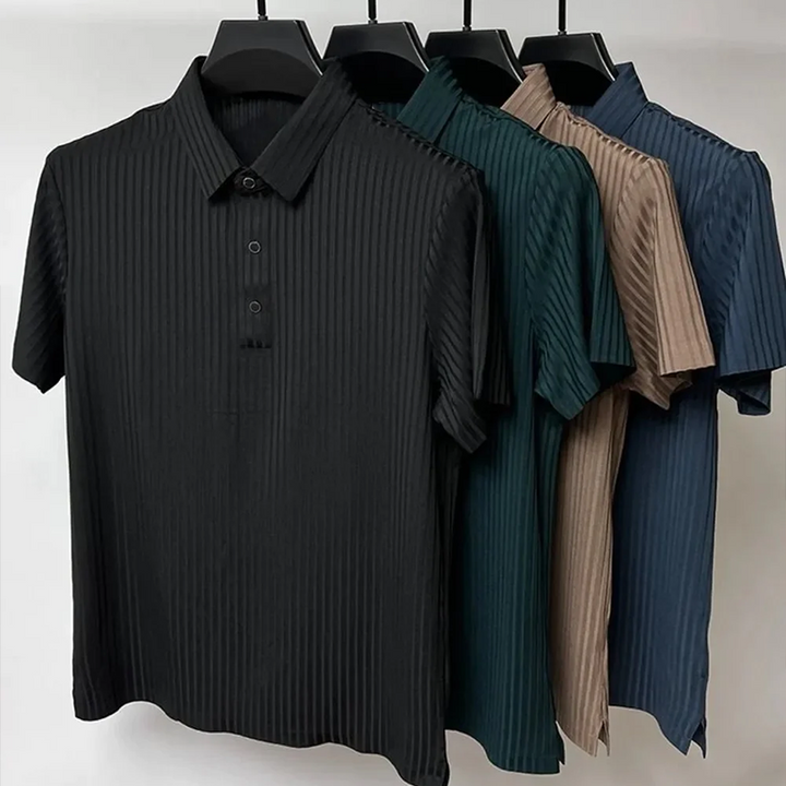 Polo homme à manches courtes avec motif à rayures – Polo d'été pour affaires et loisirs