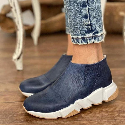 Elegante Flache Stiefeletten aus veganem Leder mit Reißverschluss für Damen | Ideal für den Alltag