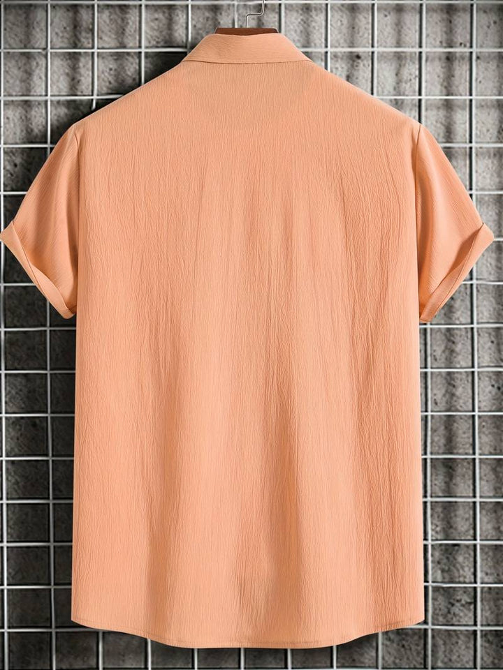 Chemise homme à manches courtes avec patte de boutonnage – Chemise d'été aérée en tissu structuré style décontracté