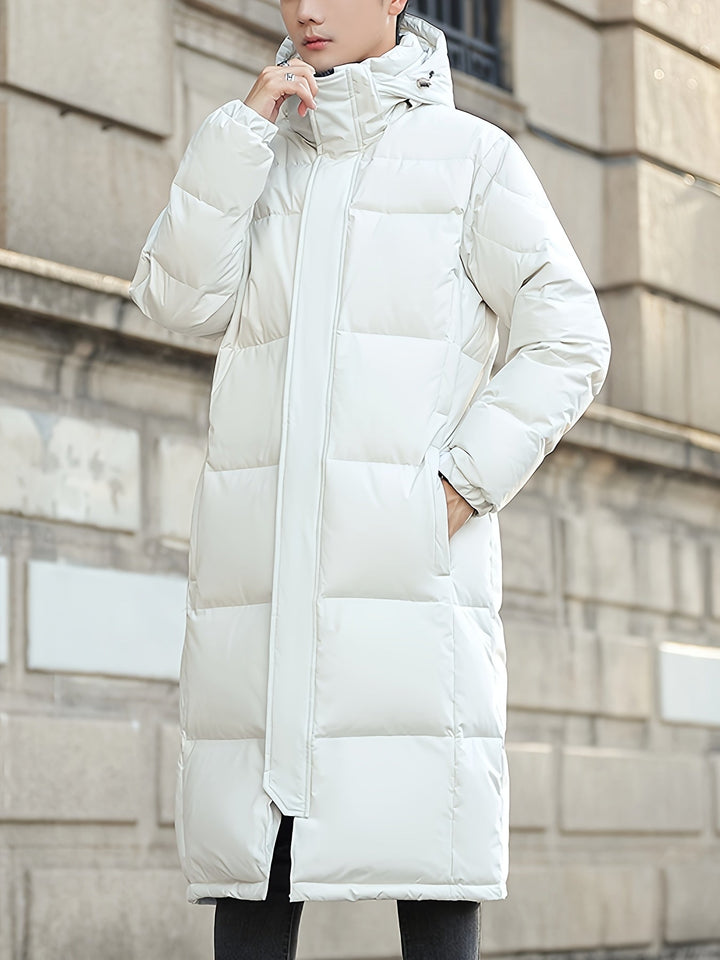 Stilvolle Lange Kapuzen-Daunen-Winterjacke Für Herren | Perfekt für Outdoor-Aktivitäten