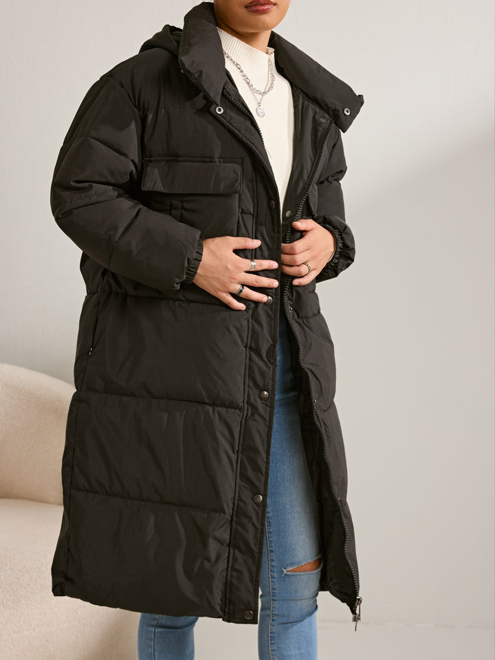 Casual Halblange Fleece Winterjacke mit Kapuze für Frauen | Perfekt für Wintertage