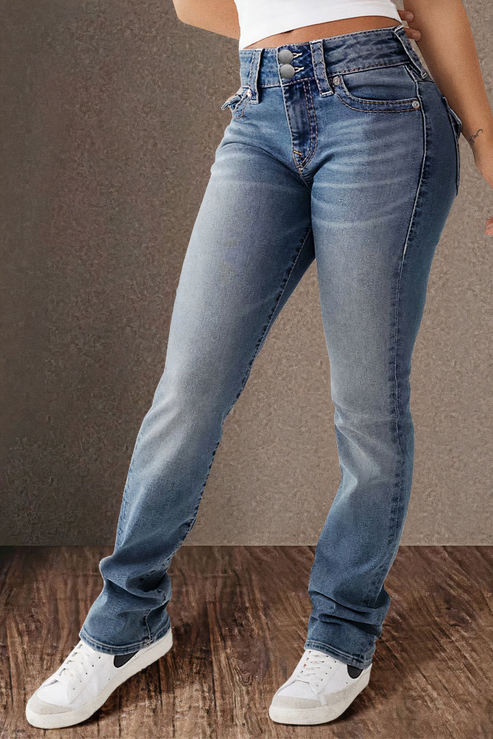 Kalyps - Jeans - Classique - Denim bleu clair, design polyvalent - adapté au quotidien pour femmes