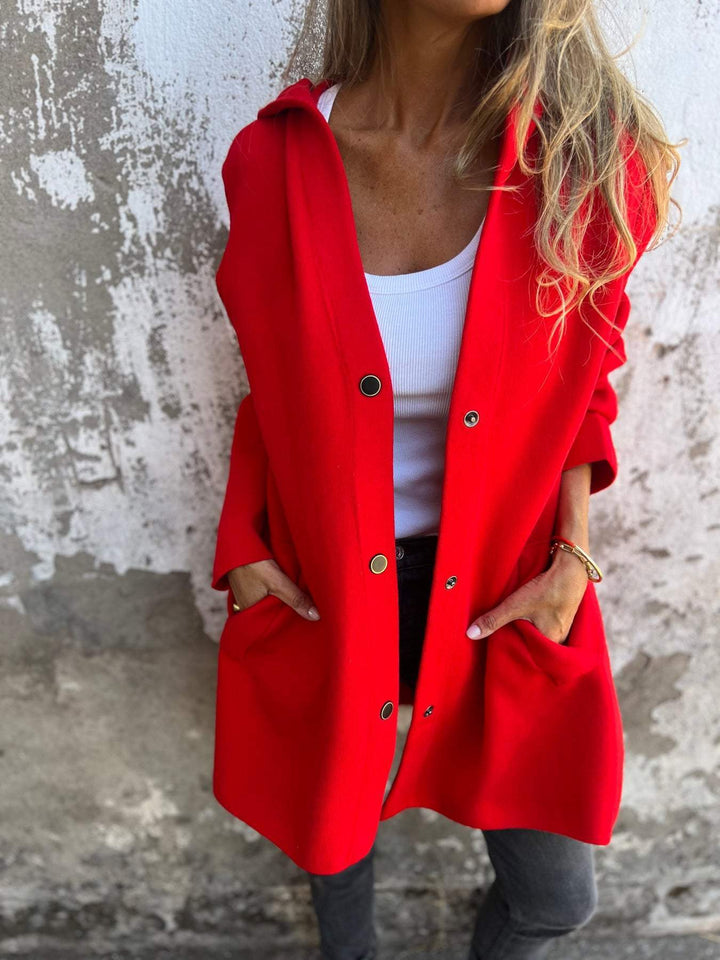 Cari - Blazer décontracté à simple boutonnage avec capuche