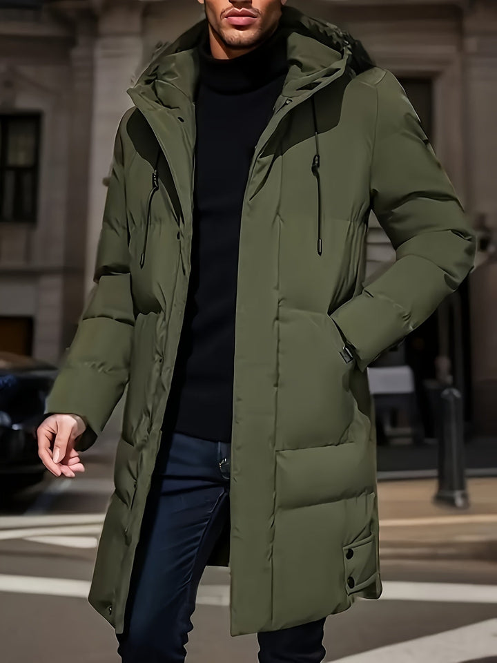 Veste d'hiver pour homme avec capuche – Veste matelassée chaude et doublée avec fermeture éclair et poches
