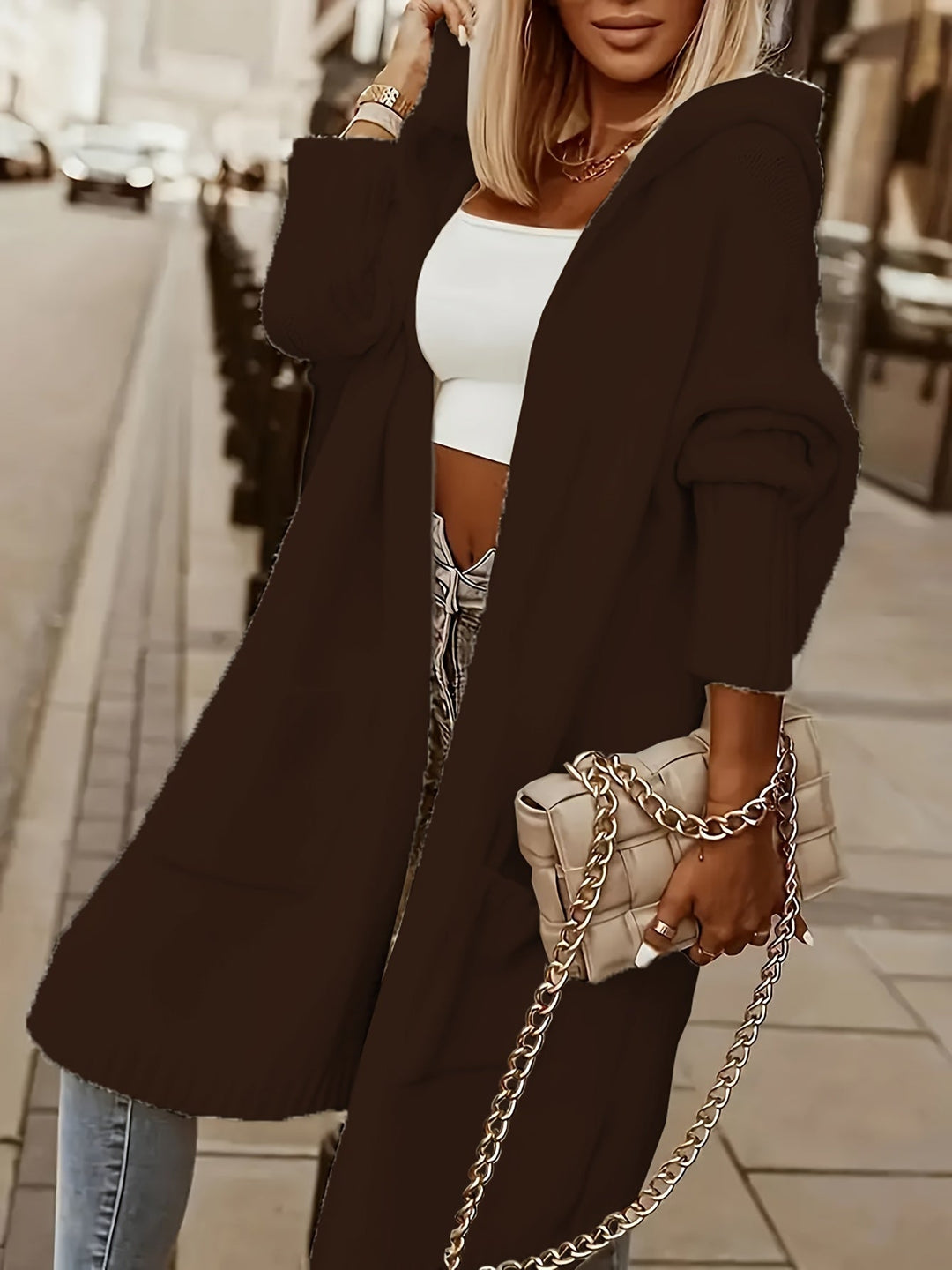 Lässiger hooded Cashmere-Strickwaren-Cardigan für Damen | Ideal für den Alltag