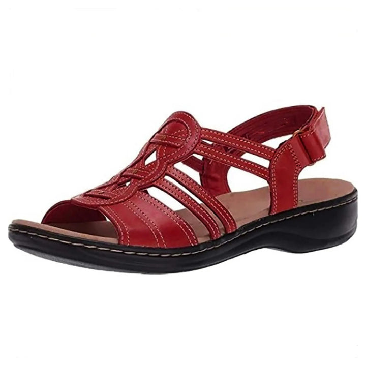 Sandales pour femmes avec fermeture auto-agrippante – Chaussures d'été confortables avec bout ouvert et semelle souple – Sandales de loisirs orthopédiques