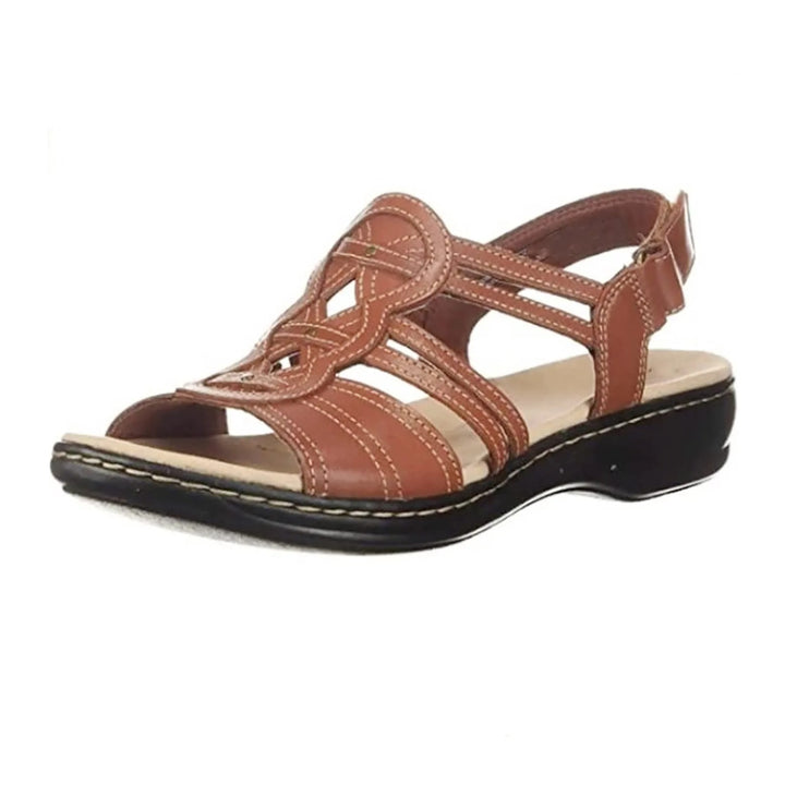 Sandales pour femmes avec fermeture auto-agrippante – Chaussures d'été confortables avec bout ouvert et semelle souple – Sandales de loisirs orthopédiques