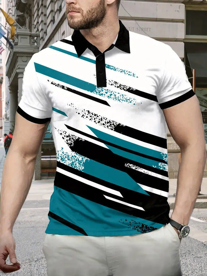 Polo homme avec impression graphique – Polo moderne à manches courtes avec col pour loisirs, streetwear & été