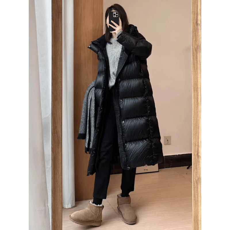 Parka invernale lungo nero casual da donna | Ideale per l'inverno