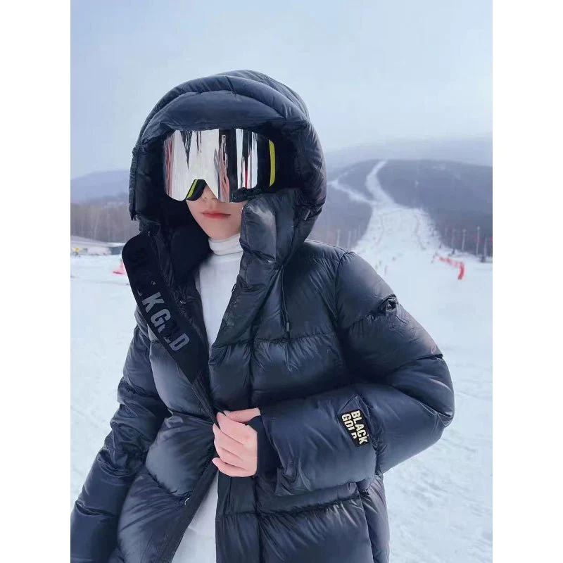 Parka invernale lungo nero casual da donna | Ideale per l'inverno