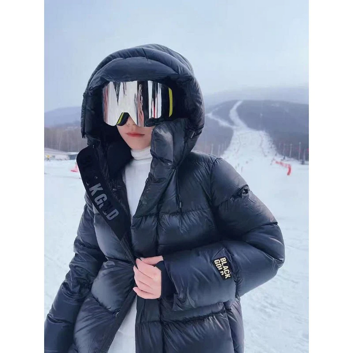 Parka invernale lungo nero casual da donna | Ideale per l'inverno
