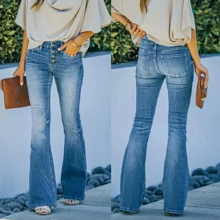Josette - Pantalons évasés pour femmes - Décontracté - Denim - Usage quotidien occasionnel