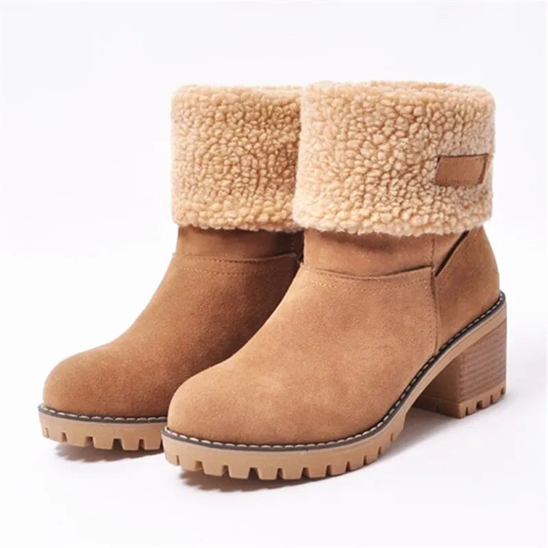 Bottes d'hiver chaudes et confortables à cheville avec laine pour femmes | Parfait pour les activités de plein air