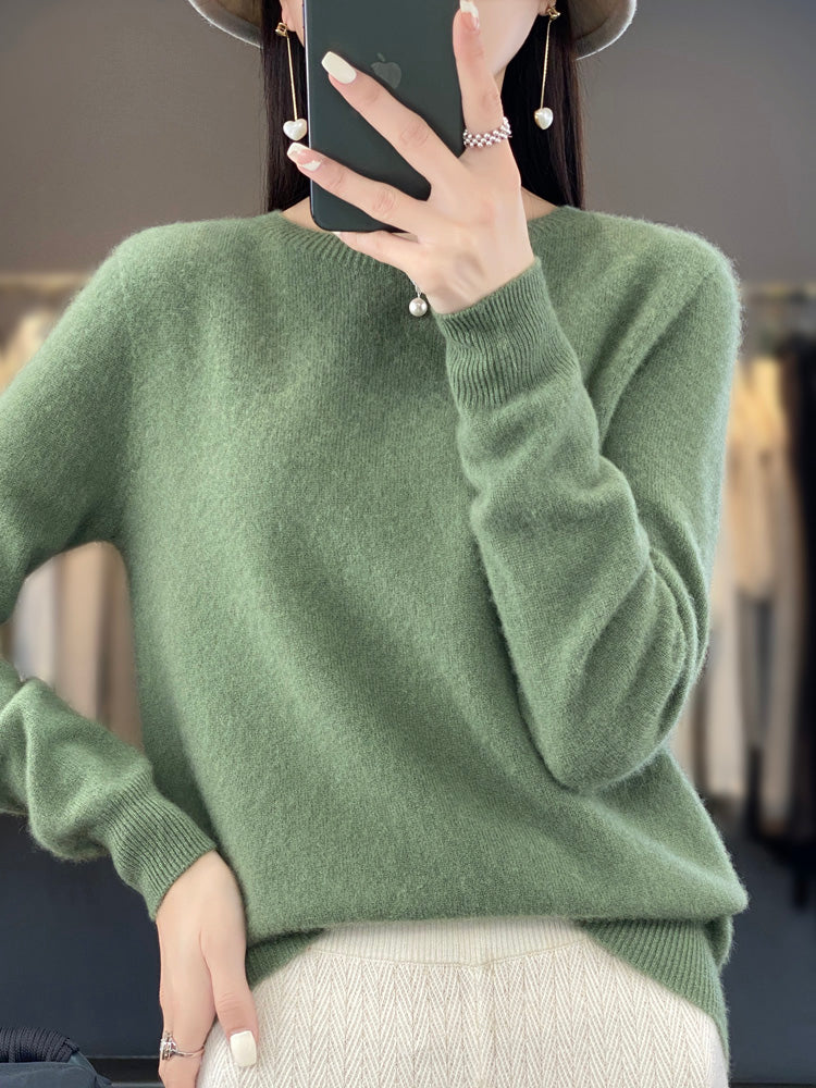 Brenna - lässiger Strickpullover mit O-Ausschnitt