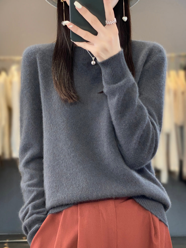 Brenna - lässiger Strickpullover mit O-Ausschnitt