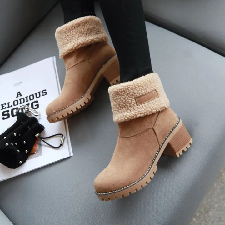 Bottes d'hiver chaudes et confortables à cheville avec laine pour femmes | Parfait pour les activités de plein air