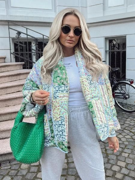 Gracie - Retro pikowany sweter z kieszeniami