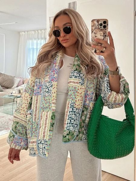 Gracie - Retro pikowany sweter z kieszeniami