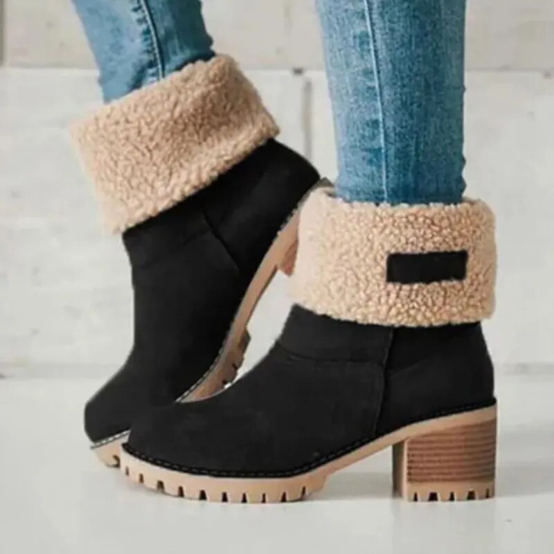 Bottes d'hiver chaudes et confortables à cheville avec laine pour femmes | Parfait pour les activités de plein air