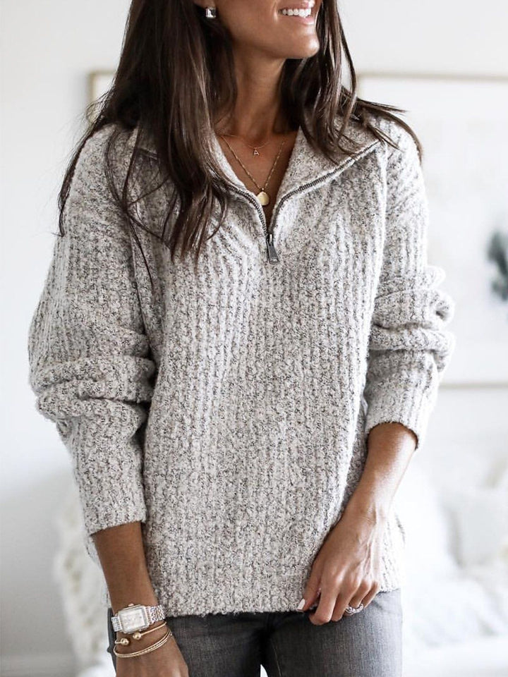Luxy | Pull en maille de laine doublé avec fermeture éclair