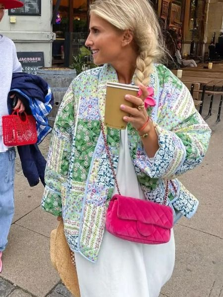 Gracie - Retro pikowany sweter z kieszeniami