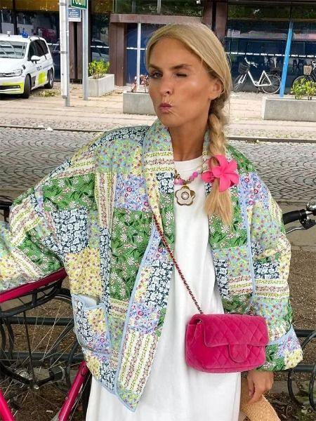 Gracie - Retro pikowany sweter z kieszeniami