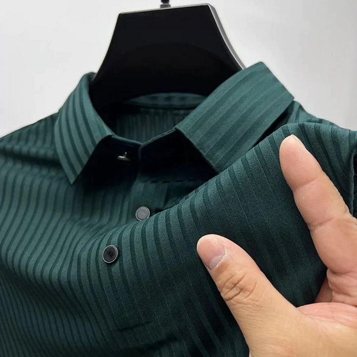Polo homme à manches courtes avec motif à rayures – Polo d'été pour affaires et loisirs