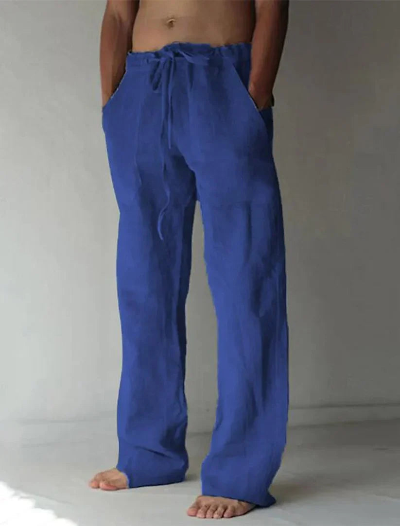 Herren Leinenhose mit Kordelzug – Luftige Freizeithose in weiter Passform für Sommer, Strand & Entspannung