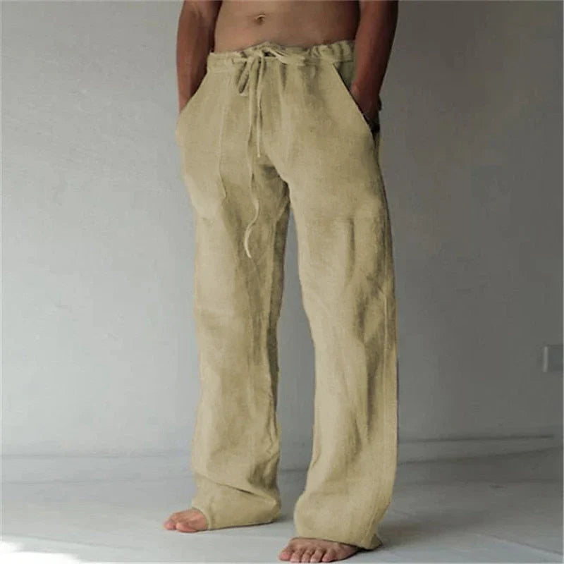 Herren Leinenhose mit Kordelzug – Luftige Freizeithose in weiter Passform für Sommer, Strand & Entspannung